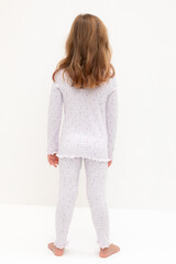 пижама  для девочки  К 1618/нежно-лавандовый,лепестки цветов