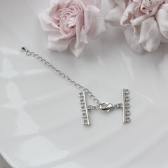 Замочек карабин с коннектором 12,6 мм с для многорядных колье, 5 нитей, родий, З086