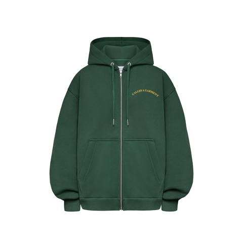 Худи Called a Garment Stamp Heavy Cotton Zip Hoodie "Dark Green"