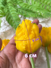 Тюльпаны силиконовые как настоящие, Волнистый край, качество ПРЕМИУМ, Желтые, высота 40 см, букет 5 штук.