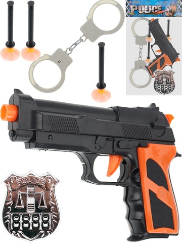 Пистолет с пулями-присосками, в наборе (16х2,2х10 см) (6 предм., в пакете)(м)