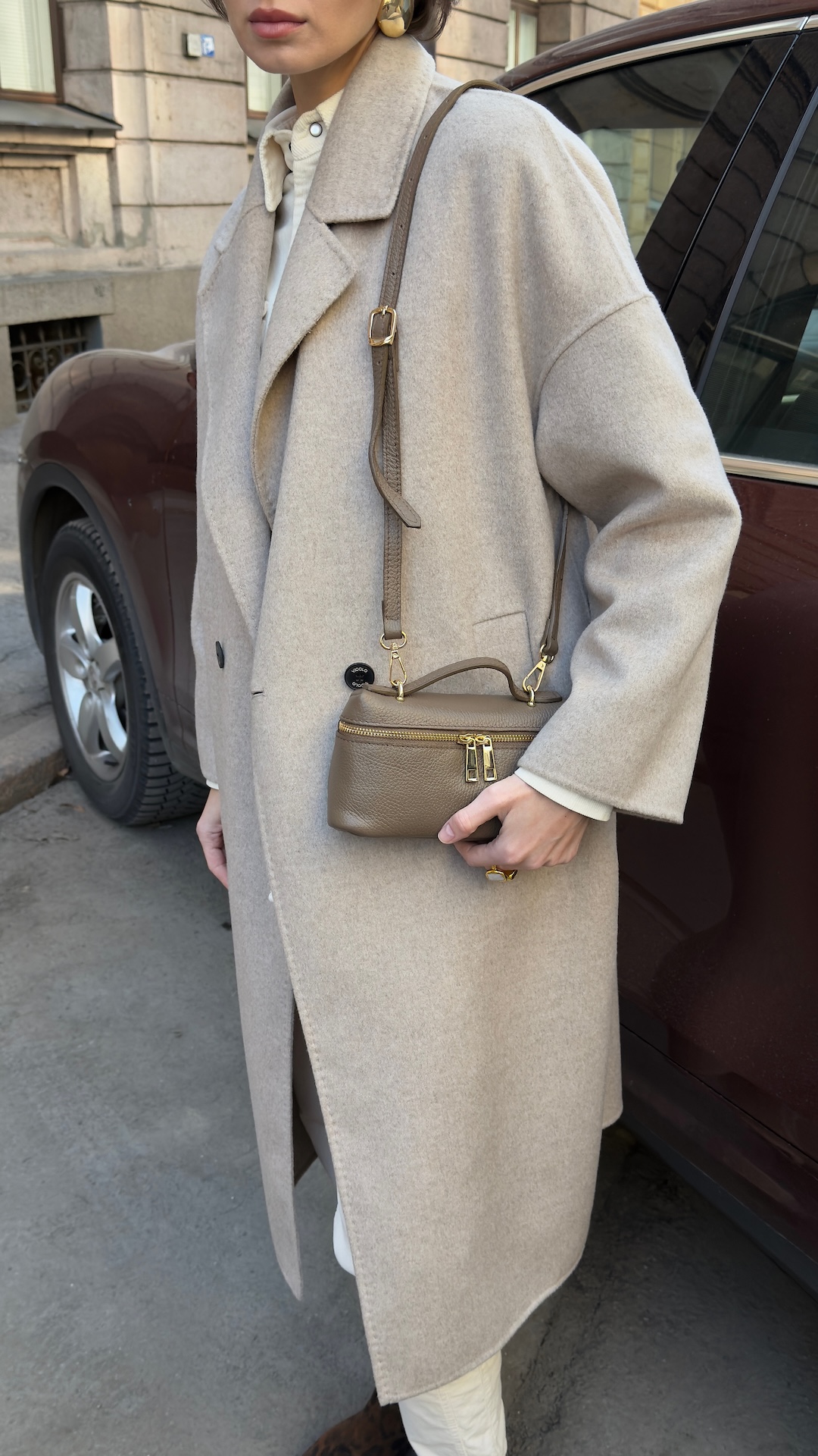 Сумка из натуральной зернистой кожи с молнией small size ПРЕМИУМ КАЧЕСТВА