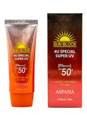 Aspasia 4U Sun Block UV Special Super SPF 50+/Pa+++ Крем для лица солнцезащитный специальный, 70 мл