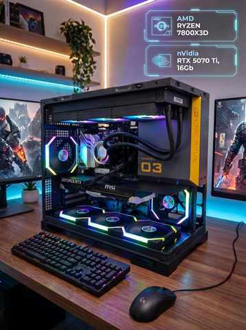 Игровой ПК FIRESTRIKE RYZEN X3D POWER RTX5070Ti 16Gb /RYZEN 7800X3D / 32GB DDR5/SSD m.2 1ТБ/850W 80+ /Win 11 PRO