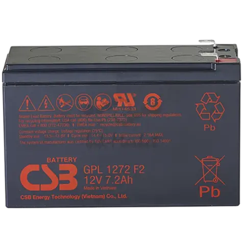 Аккумулятор CSB 12V 7.2Ah GPL1272 F2 (клемма 7мм) (GPL1272 F2 FR CSB)