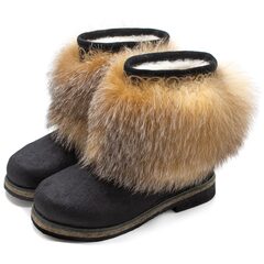 Унты укороченные женские из песца и кожи