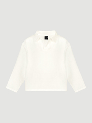 Поло оверсайз с длинным рукавом Mjölk Cream, из муслина