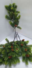 Еловая ветка с шишками искусственная, декор зимний, рождественский, 1 ветка, 47 см