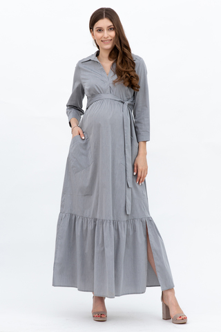 Платье для беременных 10343 серый меланж