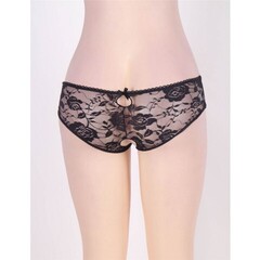 Трусики кружевные с завязками, черные, 3XL-4XL