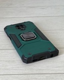 Противоударный чехол Strong Armour Case с кольцом для Xiaomi Redmi Note 9 Pro / Note 9S (Темно-зеленый)
