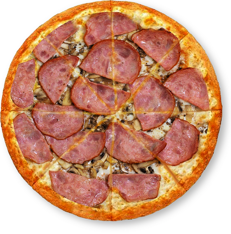 Pizza with mushroom and ham