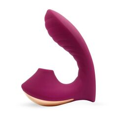 Сливовый L-образный вибромассажёр с вакуумной стимуляцией 3,5’’ Silicone Billow Suction Lover - 