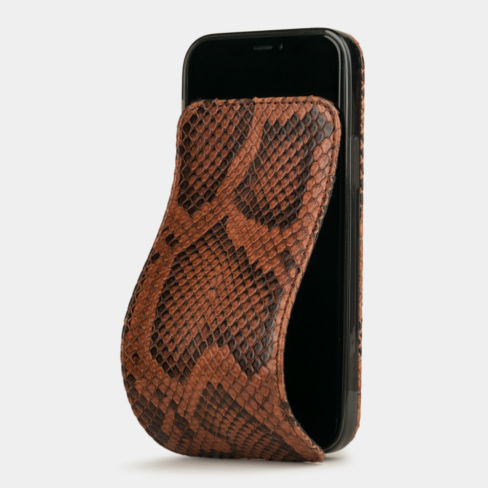 Чехол для iPhone 12 Pro Max из натуральной кожи питона, цвета Коньяк