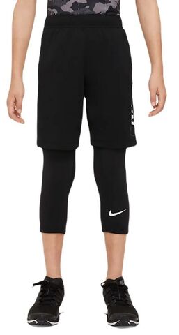 Детские теннисные штаны Nike Pro Dri-Fit 3/4 Length Tights - black/white