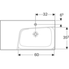 Раковина Geberit Xeno² с полкой: B=90см, T=48см, Отверстие под смеситель=По центру, Перелив=Без, Полочное пространство=Левая, Белый / Специальное керамическое покрытие KeraTect