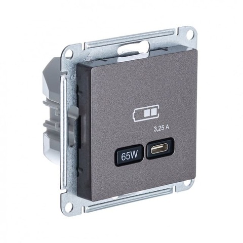 Розетка зарядное устройство USB разъём тип - C 65 Вт c протоколом QC, PD. Цвет Мокко. Schneider Electric AtlasDesign. ATN000627