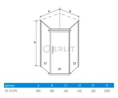 ДУШЕВОЙ УГОЛОК ERLIT ER10109V-C1 900x900x2000