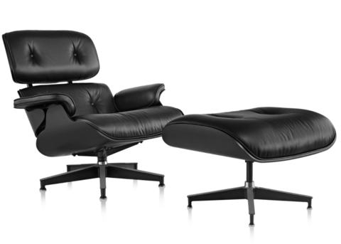 Кресло Eames Style Lounge Chair & Ottoman Total Black Limited Edition