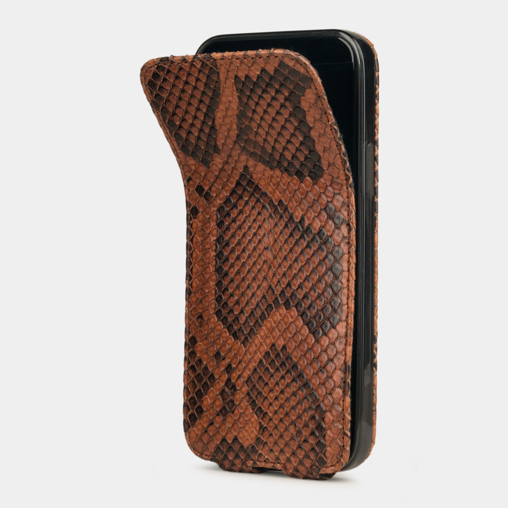 Чехол для iPhone 12 Pro Max из натуральной кожи питона, цвета Коньяк