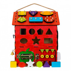 KidClever Бизиборд Развивающий домик со светом 