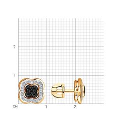 7020058 - Серьги из золота 585 пробы и чёрными бриллиантами