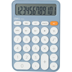 Калькулятор настольный КОМП. Deli EM124, 12-р, батар., 158x105мм, голубой