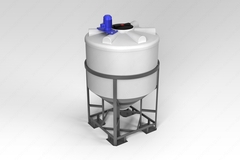 Емкость пищевая в обрешетке ЭкоПром ФМ с турбинной мешалкой 1000 л. конусная (126x126x209см;белый) - арт.555701