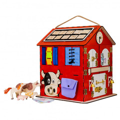 KidClever Бизиборд Развивающий домик со светом 