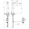 Gessi Rettangolo K Смеситель для раковины на 1 отверстие, с донным клапаном, излив 213мм, цвет: хром 53003#031