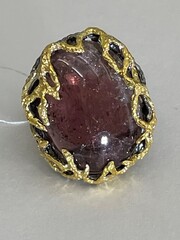Овал-турмалин(серебряное кольцо с позолотой)