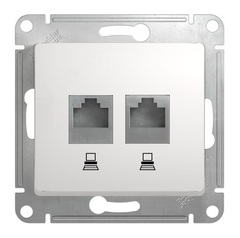 Schneider Electric Glossa Белый Розетка 2-местная компьютерная RJ45+RJ45, категория 5E, механизм IP20 скрытая установка GSL000185KK