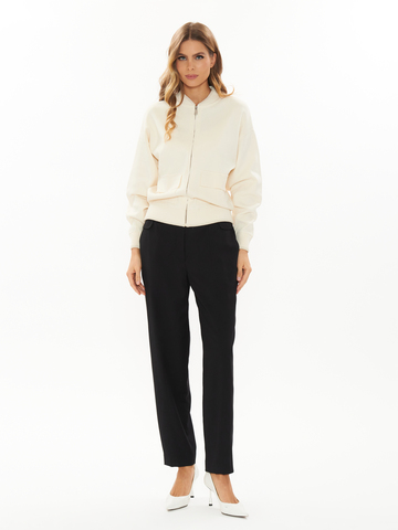 Женская трикотажная кофта молочная на молнии