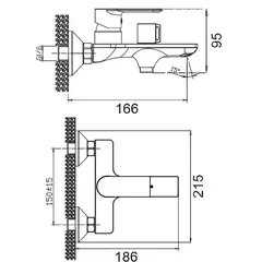 Смеситель для ванны BELZ B60679 короткий излив, латунь, хром