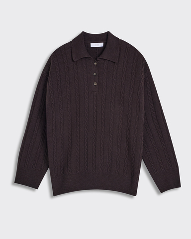 Поло объемного кроя из смесового кашемира шоколадный