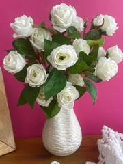 Розы искусственные кустовые евро, голова 4 см, ветка 5 голов и 1 бутон, 48 см, набор 3 ветки.