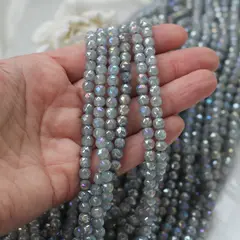 Бусины стеклянные серые с покрытием, круглые 6 мм, К219