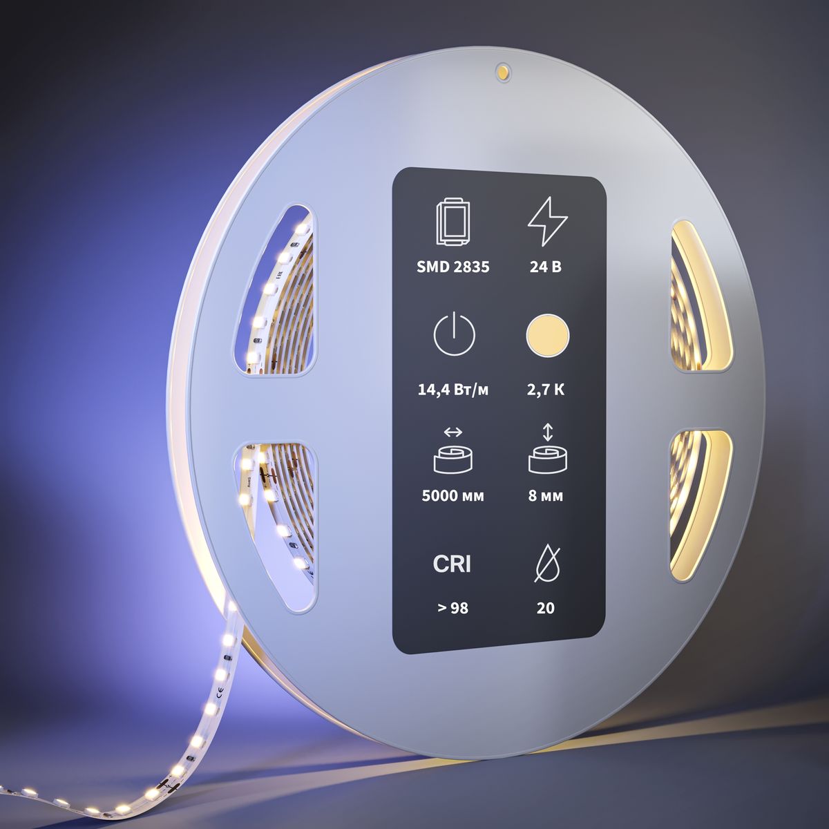 Светодиодная лента Maytoni 14,4W/m 120LED/m 2835SMD теплый белый 5M 201087