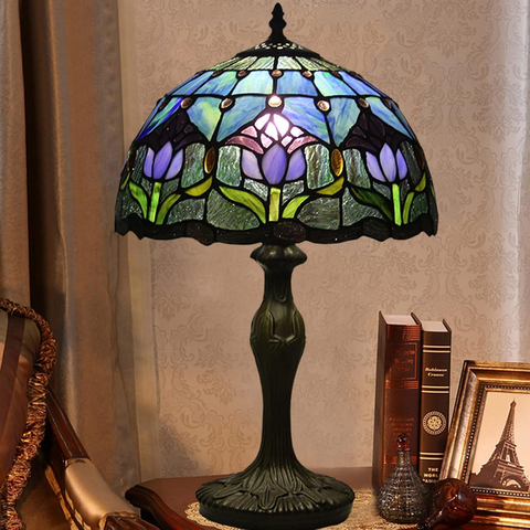 Картинка лампа Skully Tiffany purple tulip - 6
