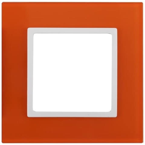 Рамка на 1 пост - стекло. Цвет Оранжевый / белый. ЭРА 14-5101-22. Elegance. Б0034477