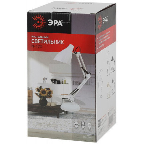 Настольная лампа ЭРА N-123-E27-40W-W белый