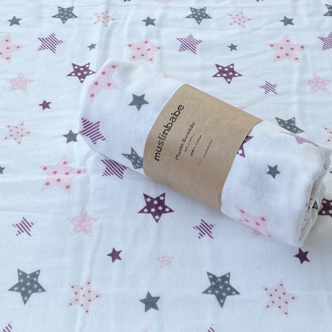 Пеленка фланель "Звезды розовый"