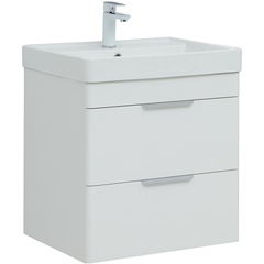 Aquanet 312424 Тумба с раковиной Ирис new 60 подвесная 1 ящ. 2 фасада цв.белый глянец (312424) фото