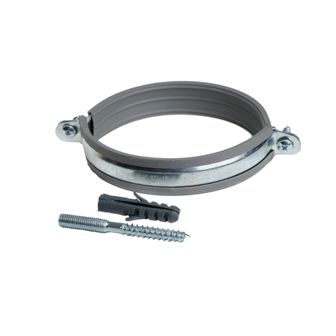 Купить Комплект\Хомут сантехнический со шпилькой 10х100 и дюбелем д\труб 2 1\2 (72-78мм) Гайка М10 (серый) недорого со склада в Хабаровске, Якутске, Владивостоке, Южно-Сахалинске, Благовещенске