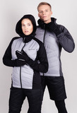 Премиальный костюм для лыж и зимнего бега Nordski Hybrid Hood Pro Grey