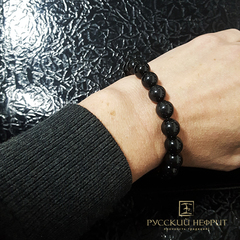 Браслет "Классика". Чёрный нефрит. 10мм