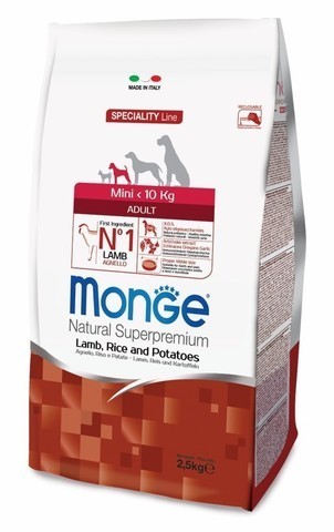 купить сухой корм Monge Speciality Line Mini Adult Lamb, Rice and Potatoes для взрослых собак мелких пород с ягненком, рисом и картофелем 800 гр