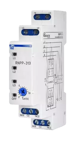 РНПП-313 380 В , ОДНОМОДУЛЬНОЕ  реле последовательности, перекоса и обрыва фаз, без регулировок, с фикисированными настройками (НОВИНКА)