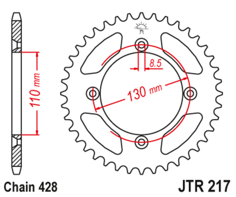 Звезда ведомая для мотоцикла JTR217.50