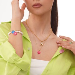 Латунная цепочка с Дымковской игрушкой Лошадка, gold